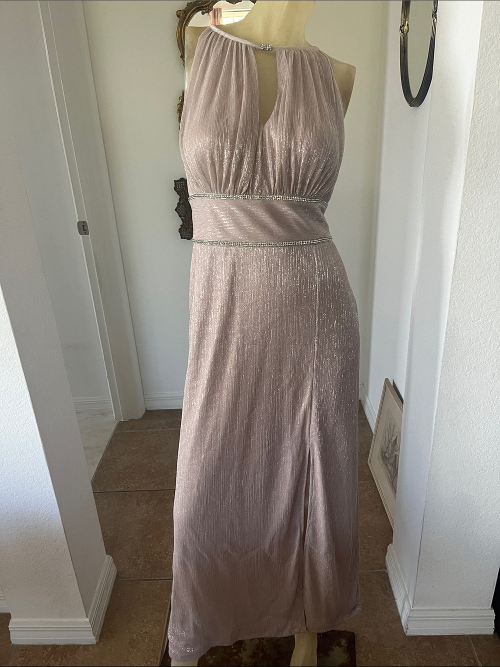 Shimmering Oleg Cassini Halter Dress